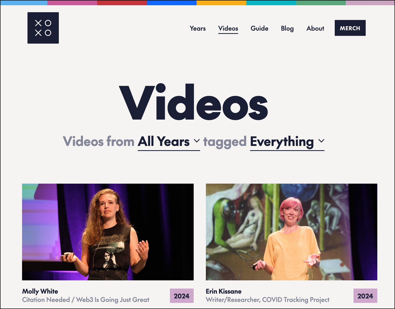 Screenshot of video archive