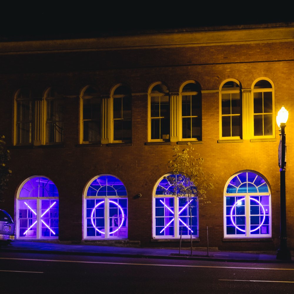 XOXO neon letters at YU Contemporary